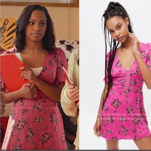 Urban Outfitters Aritha Hook & Eye Pink Floral Babydoll Mini Dress Size Small - Picture 2 of 11